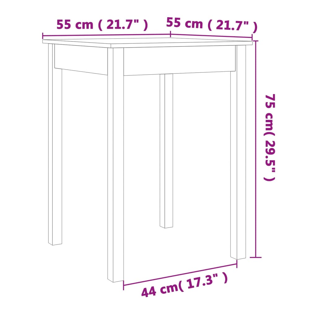 Table à manger 110x55x75 cm en bois de pin massif