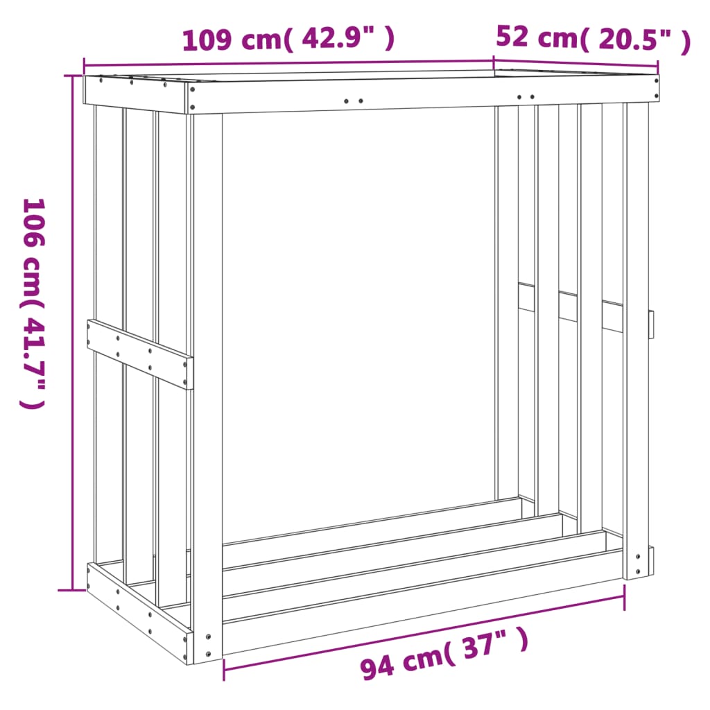 Houtblokhouder 108x52x74 cm massief grenenhout