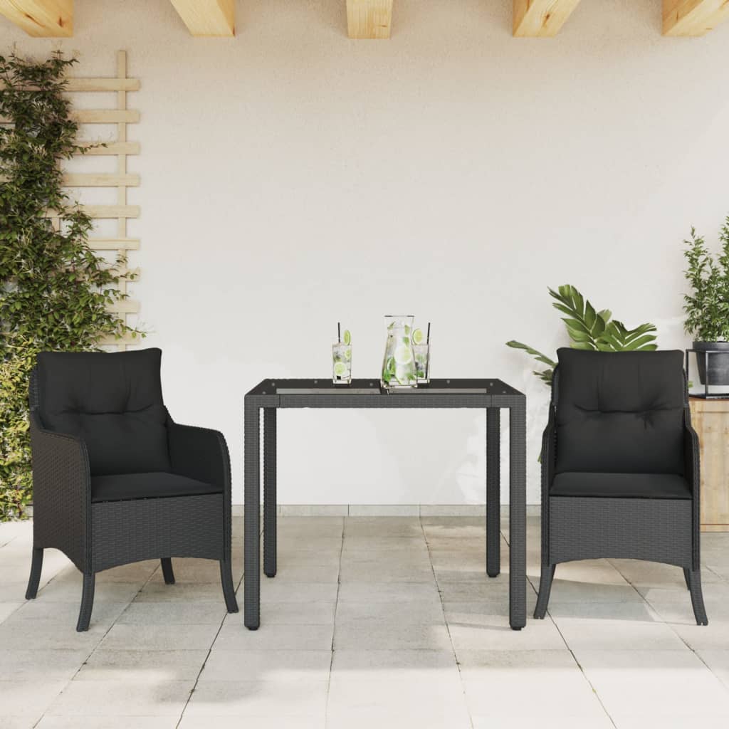 3-delige Tuinset met kussens poly rattan