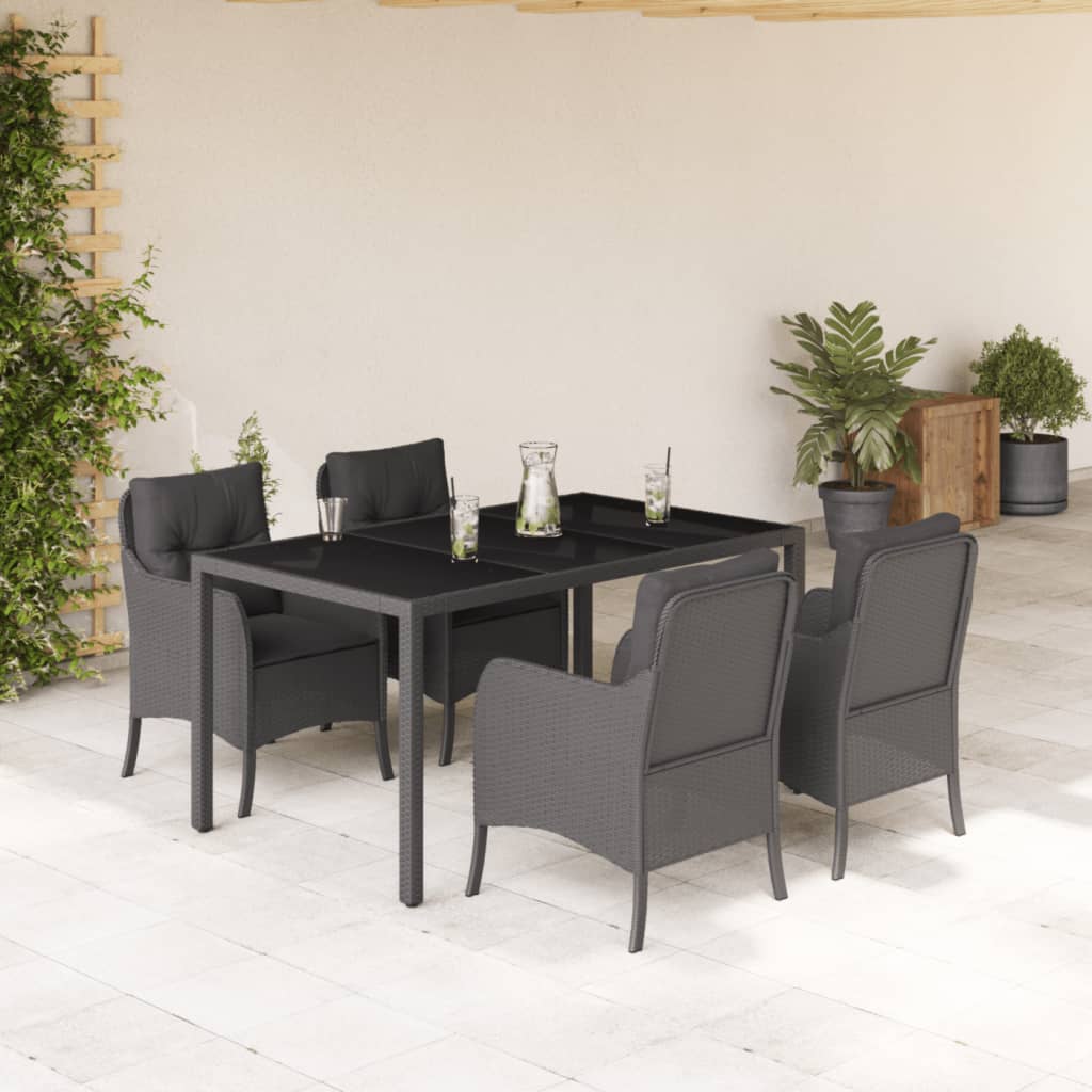 3-delige Tuinset met kussens poly rattan