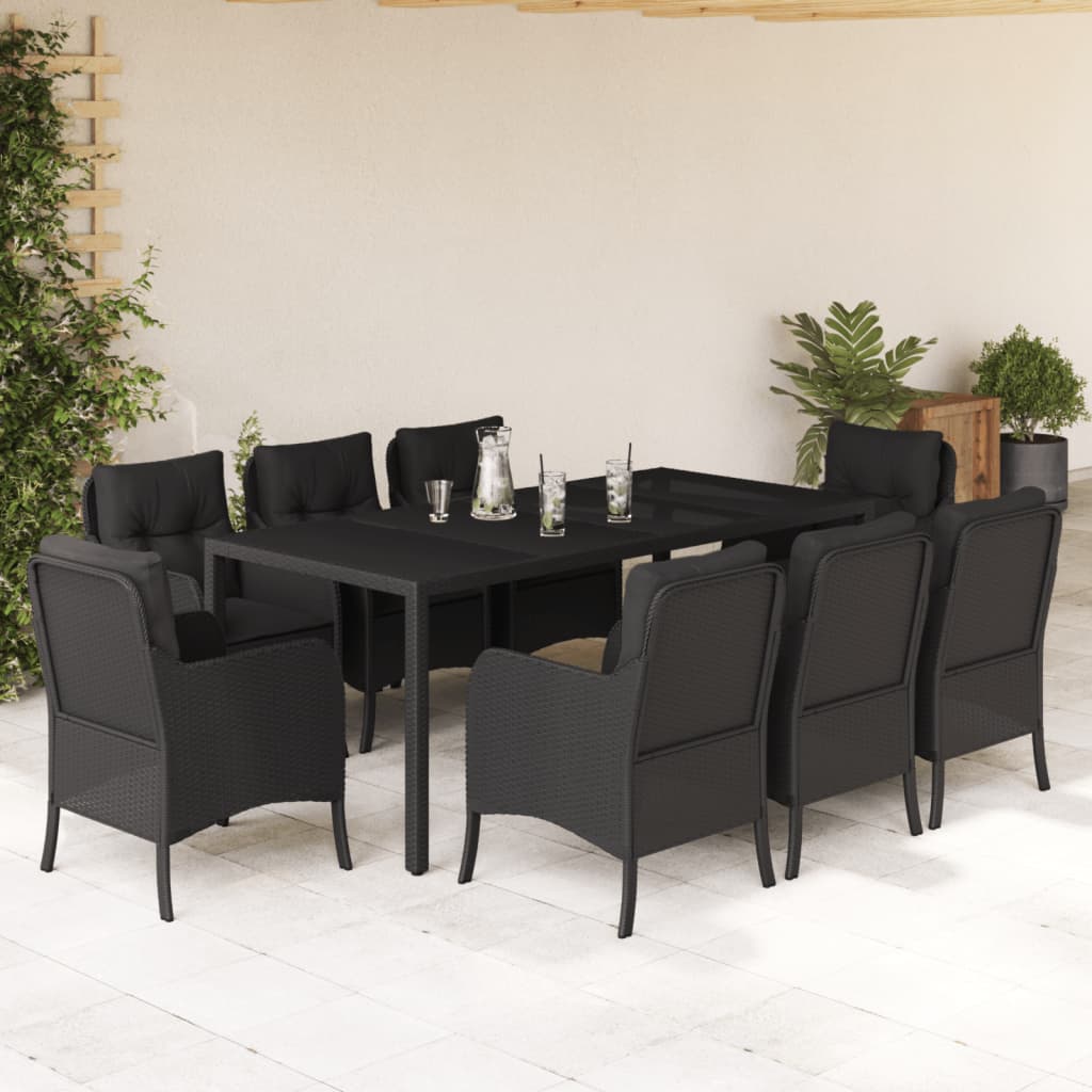 3-delige Tuinset met kussens poly rattan