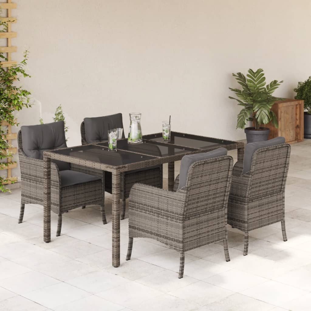 3-delige Tuinset met kussens poly rattan