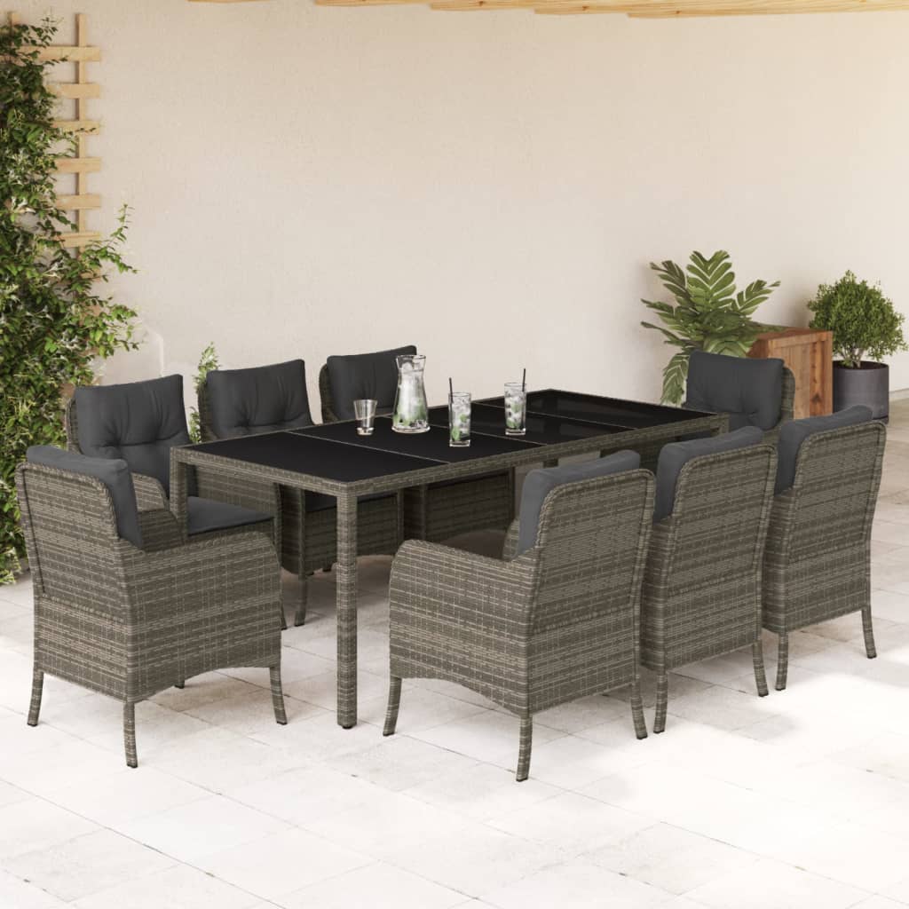 3-delige Tuinset met kussens poly rattan