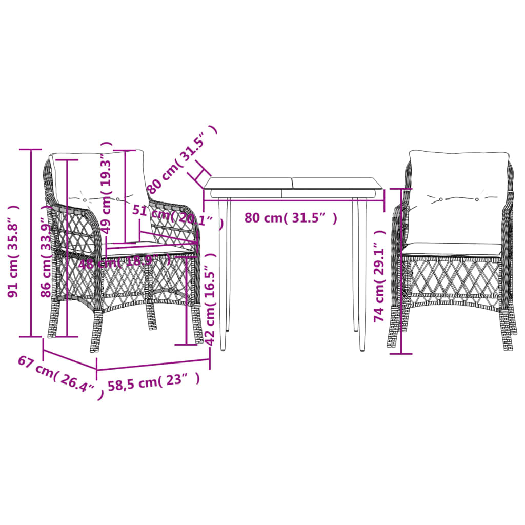 9-delige Tuinset poly rattan zwart