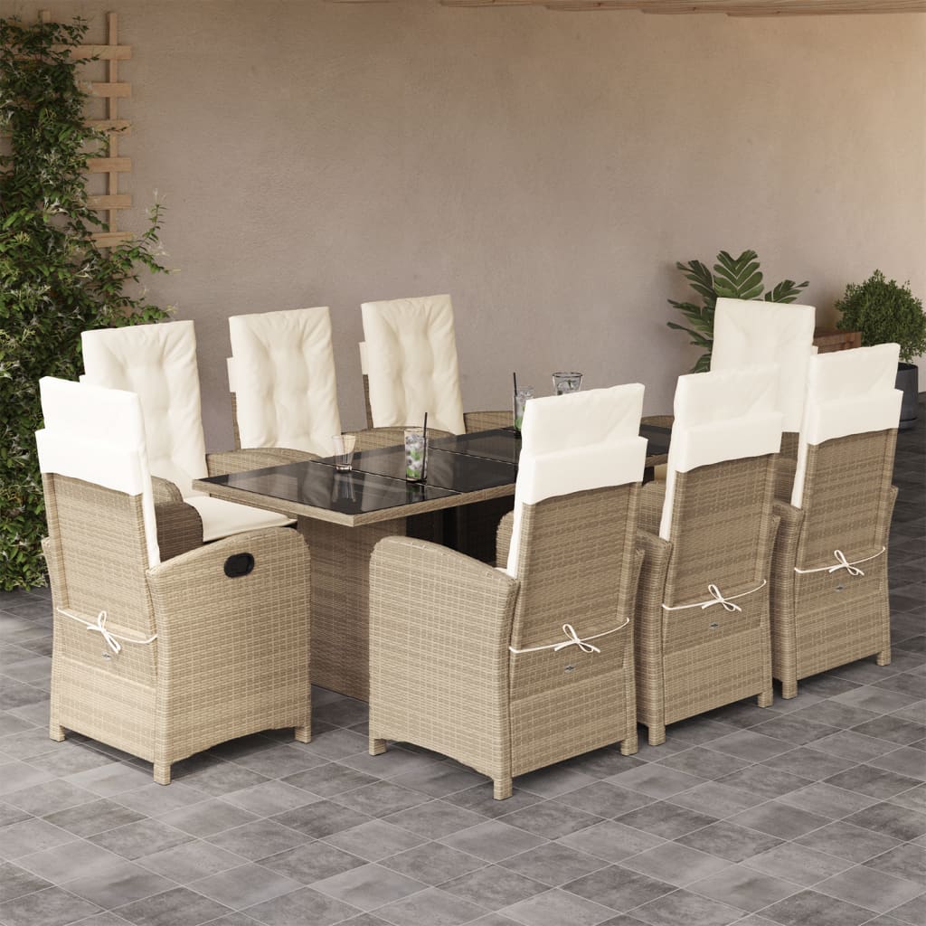 9-delige Tuinset met kussens poly rattan