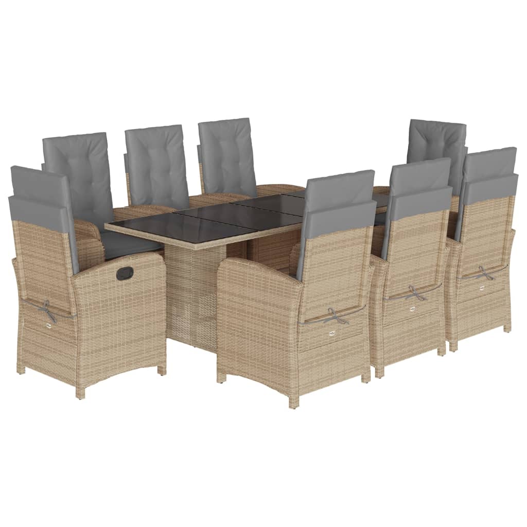 9-delige Tuinset met kussens poly rattan