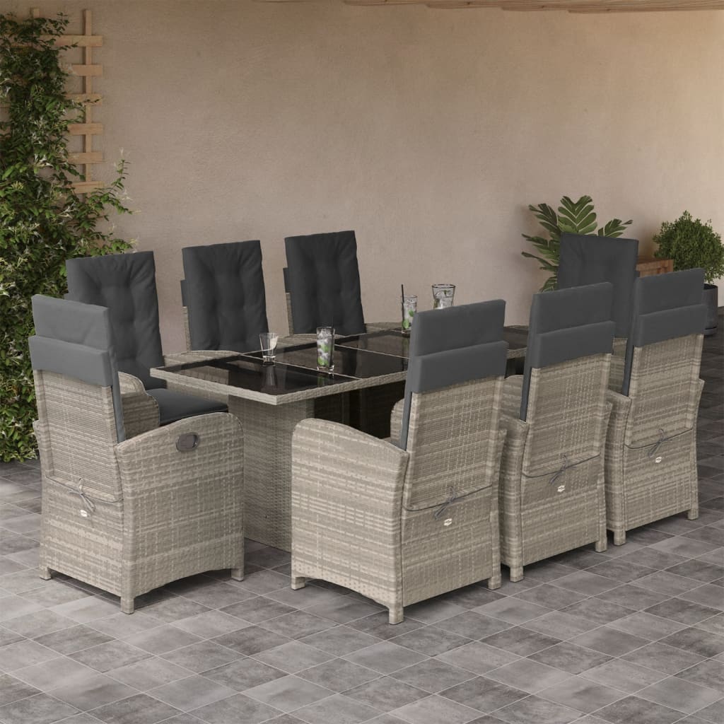 9-delige Tuinset met kussens poly rattan