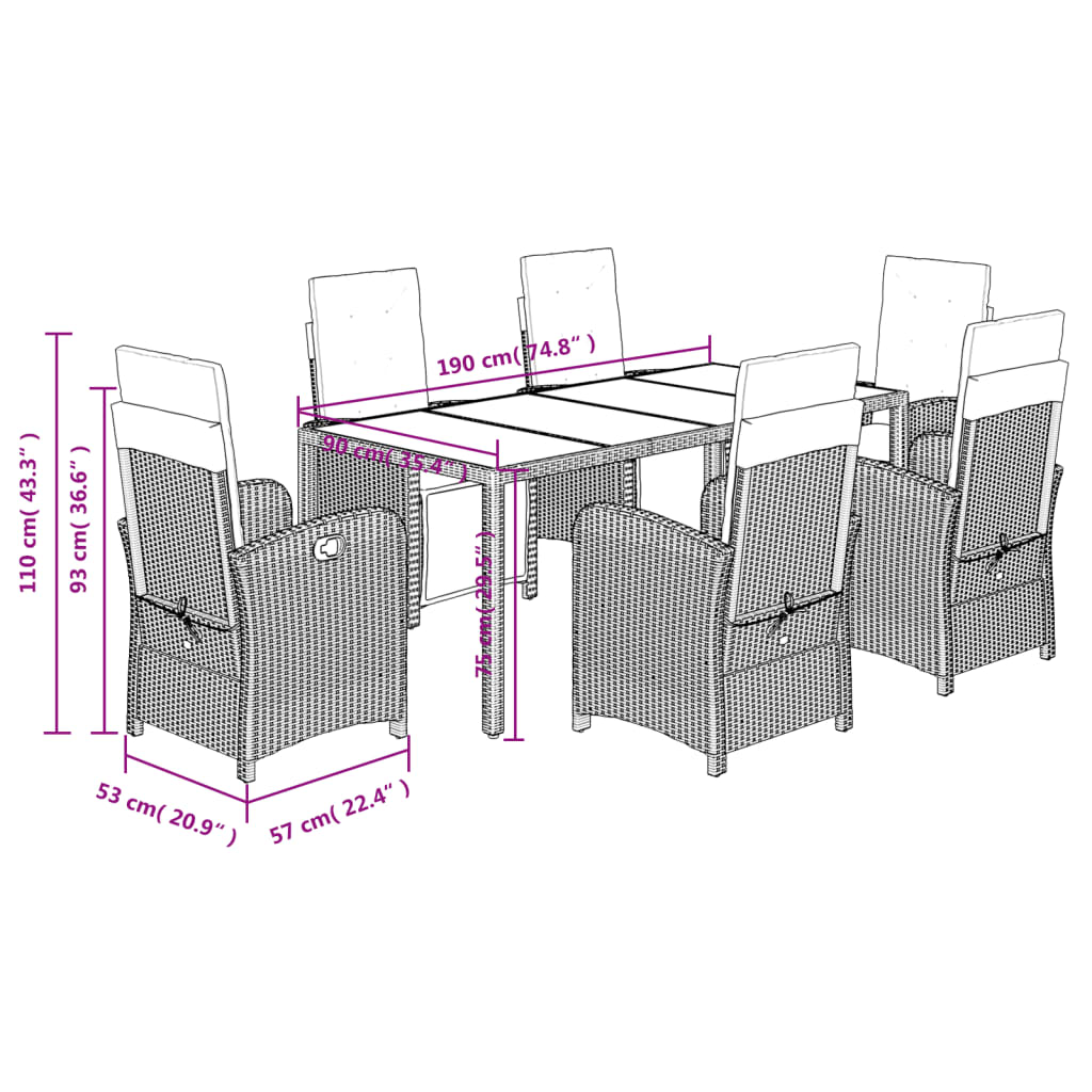 9-delige Tuinset poly rattan