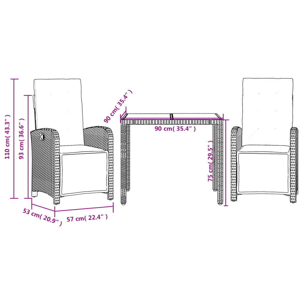 9-delige Tuinset poly rattan