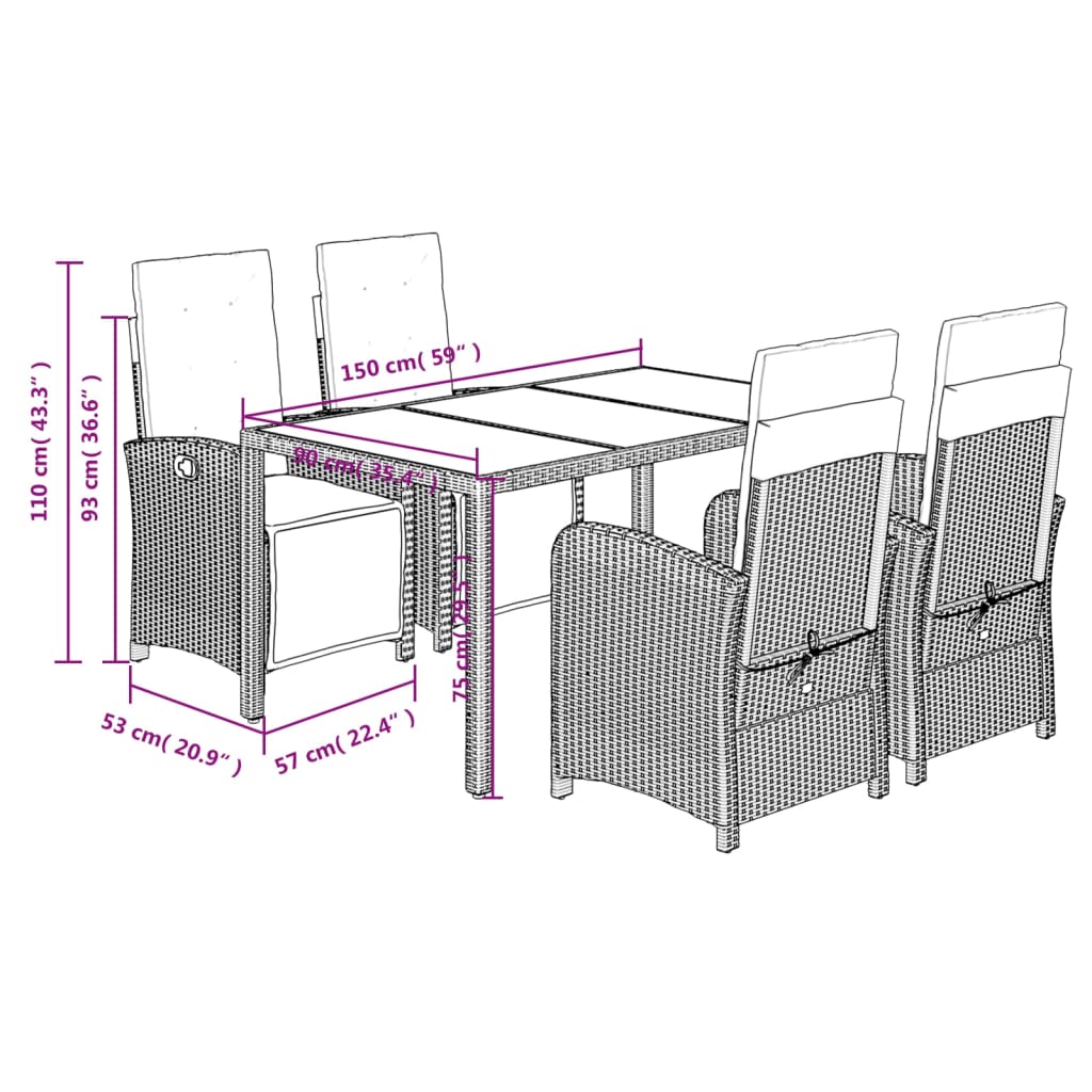 9-delige Tuinset poly rattan