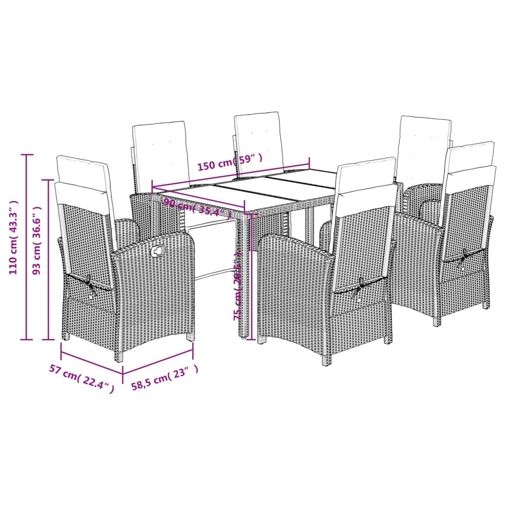 9-delige Tuinset poly rattan