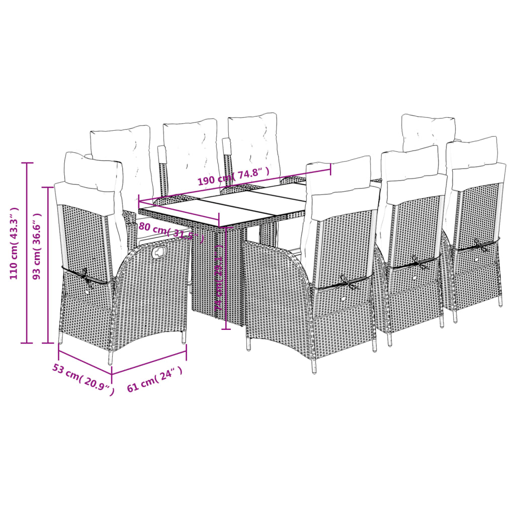 9-delige Tuinset poly rattan