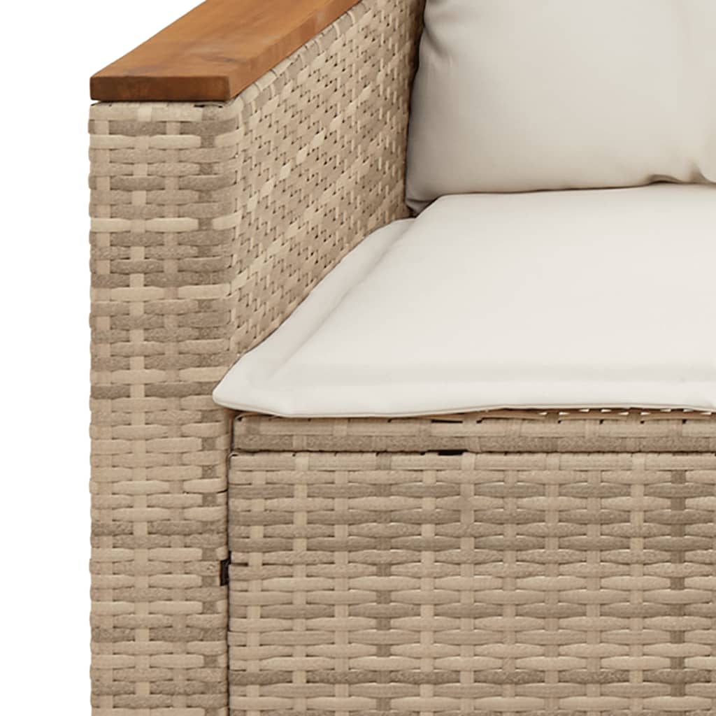 5-delige Loungeset met kussens poly rattan en acaciahout beige