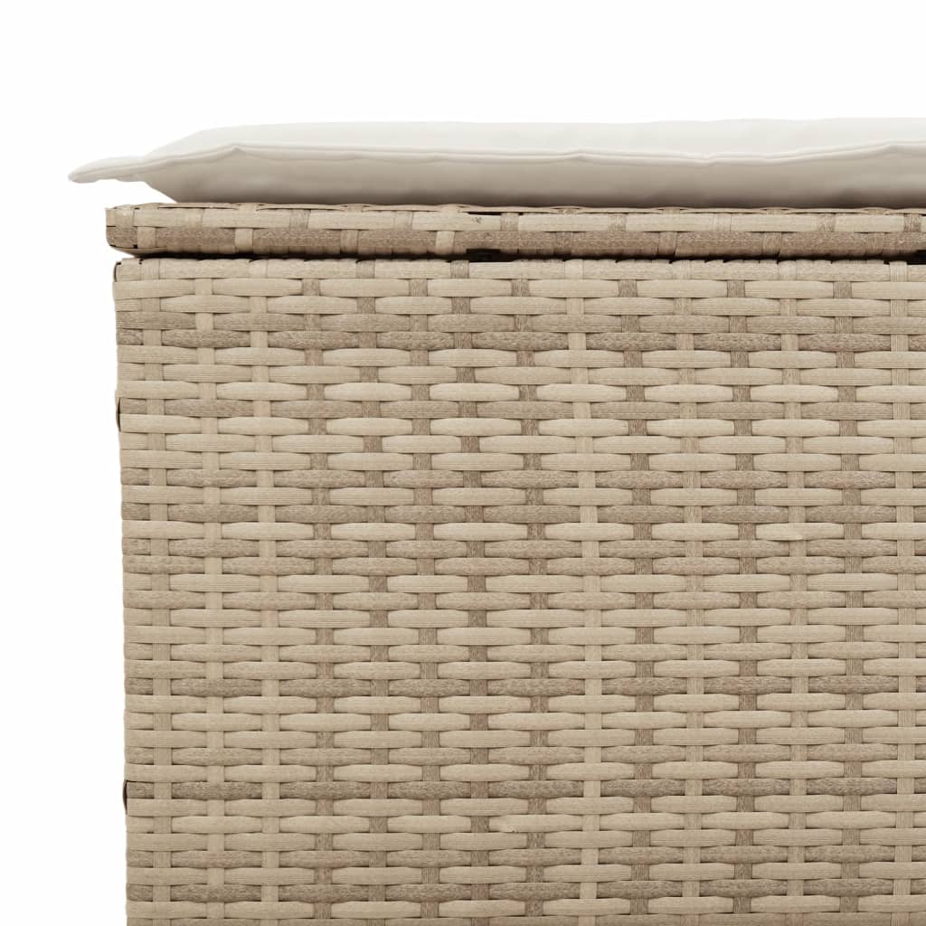 5-delige Loungeset met kussens poly rattan en acaciahout beige