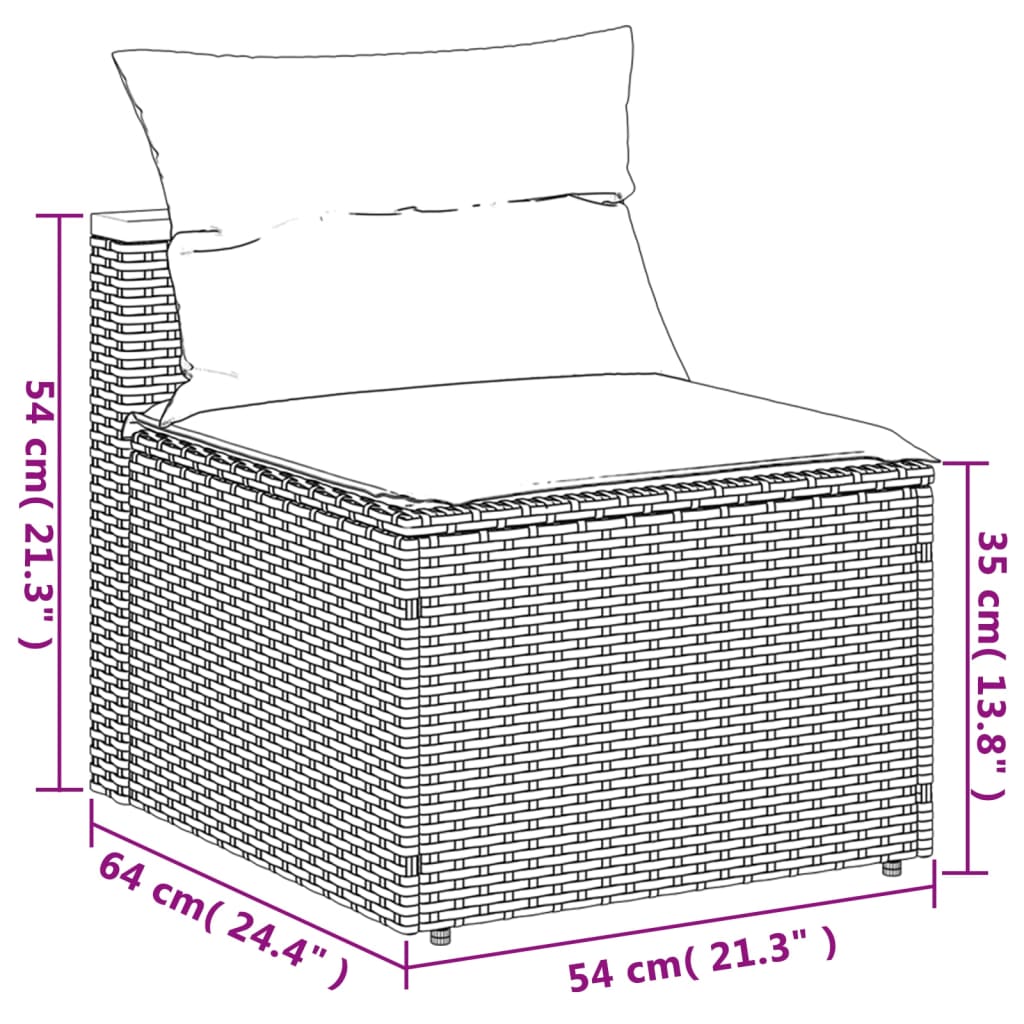 5-delige Loungeset met kussens poly rattan en acaciahout beige