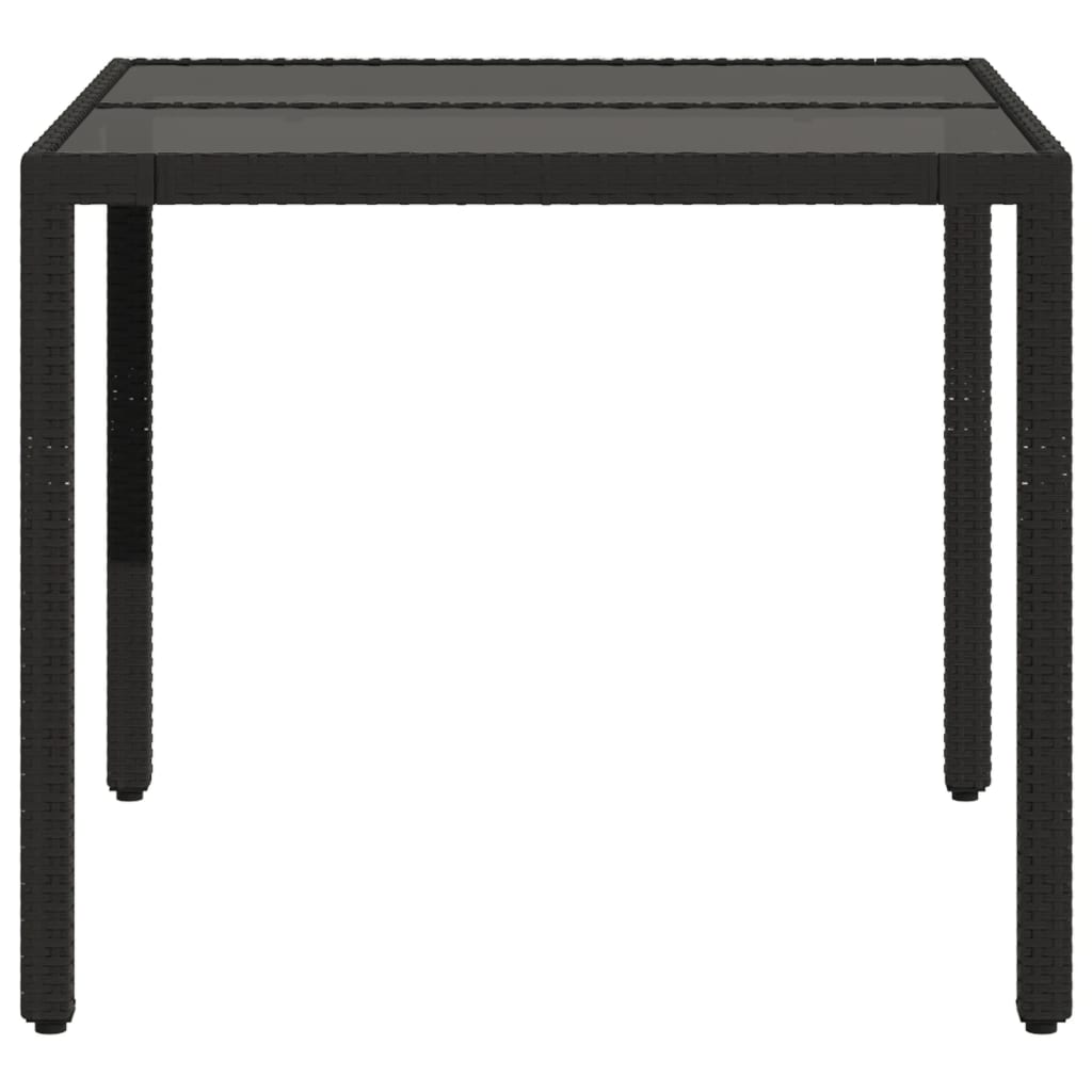 Table de jardin avec plateau en verre 190x90x75 cm poly rotin