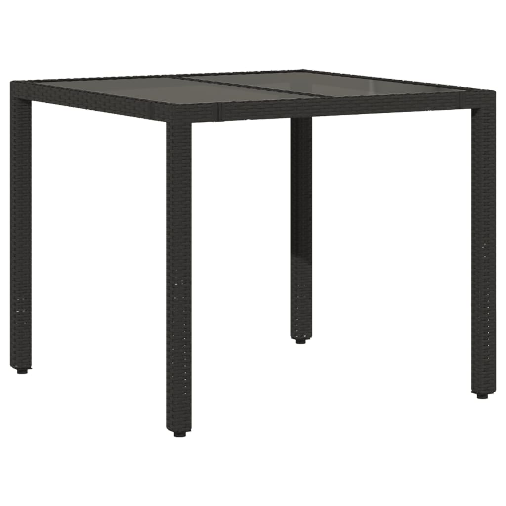 Table de jardin avec plateau en verre 190x90x75 cm poly rotin