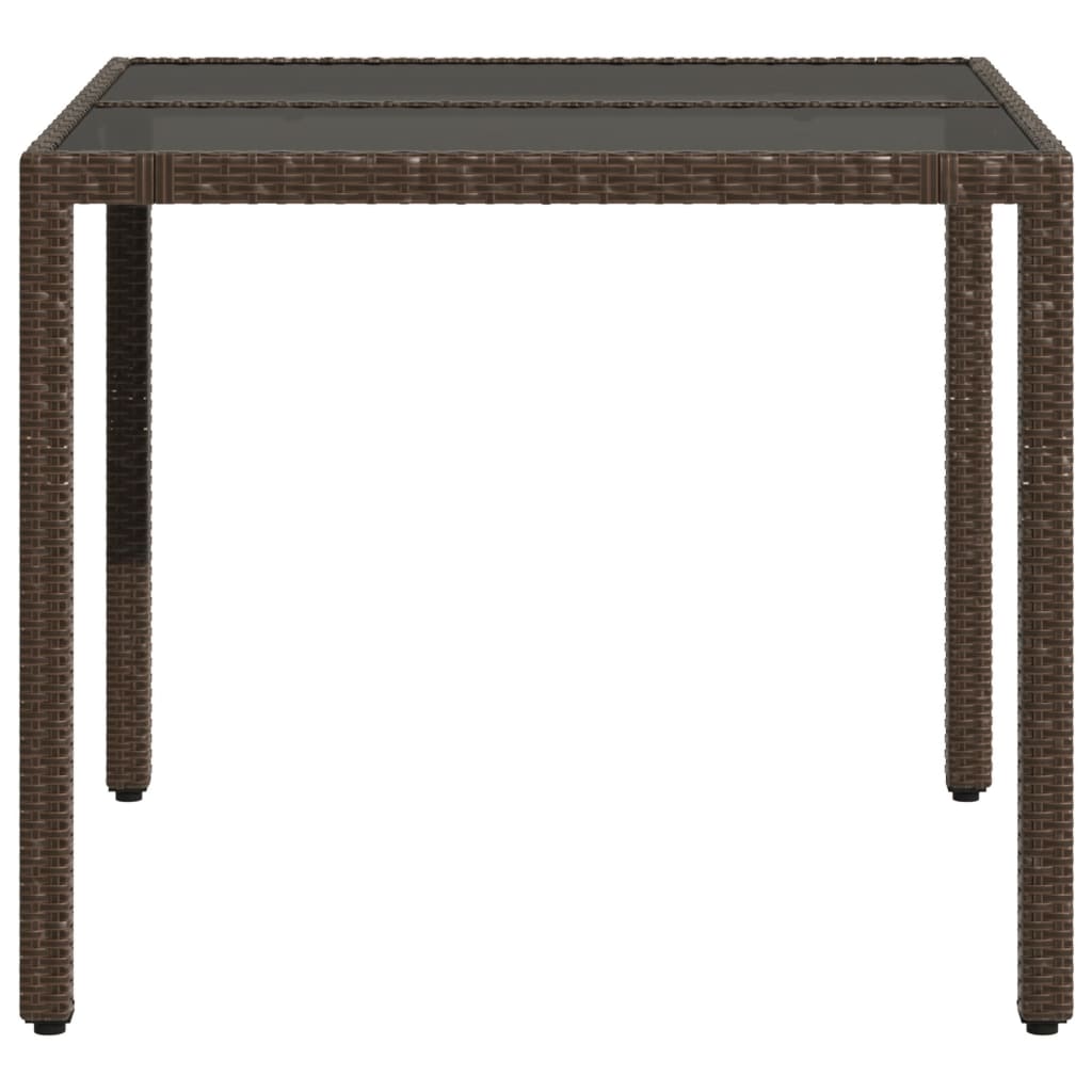 Table de jardin avec plateau en verre 190x90x75 cm poly rotin