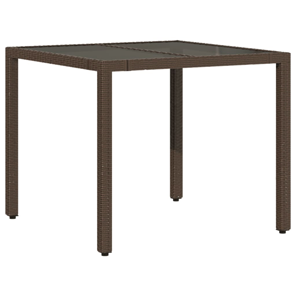 Table de jardin avec plateau en verre 190x90x75 cm poly rotin