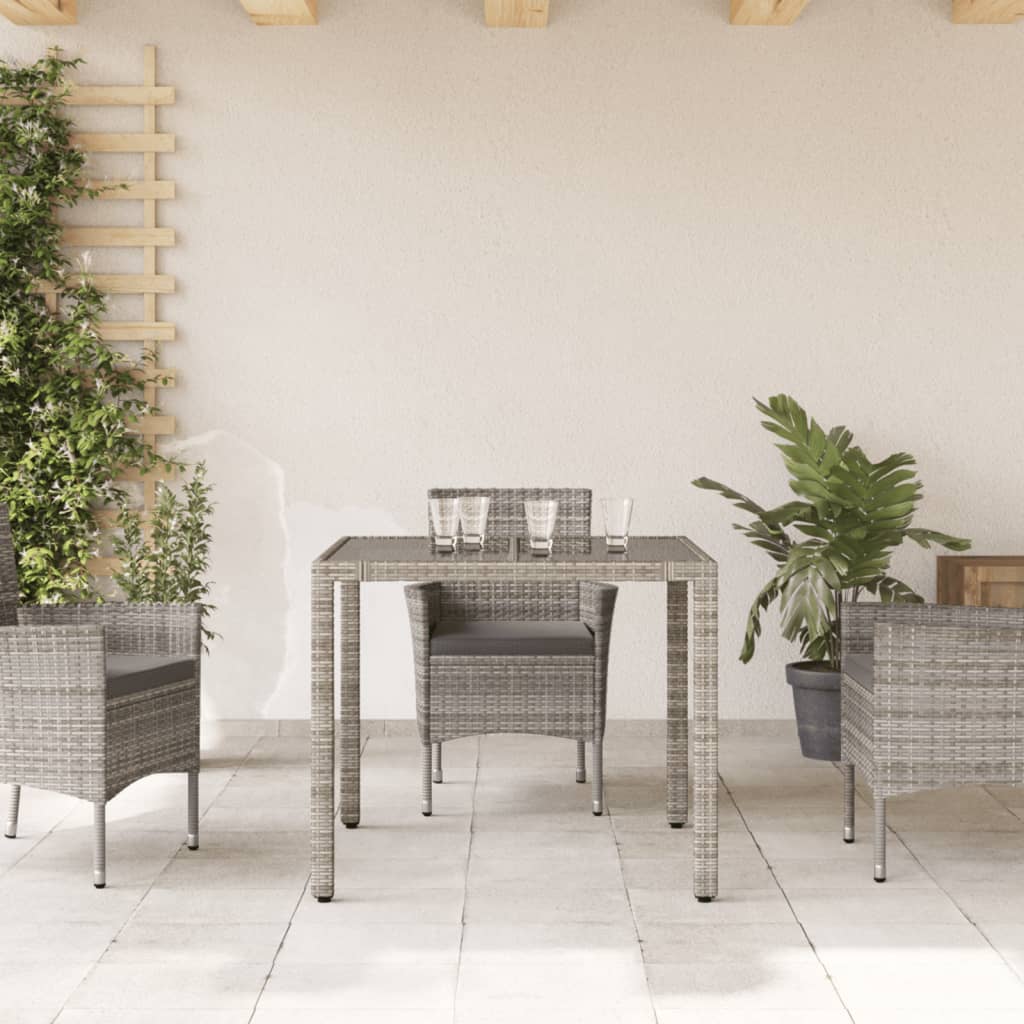 Tuintafel met glazen blad 190x90x75 cm poly rattan