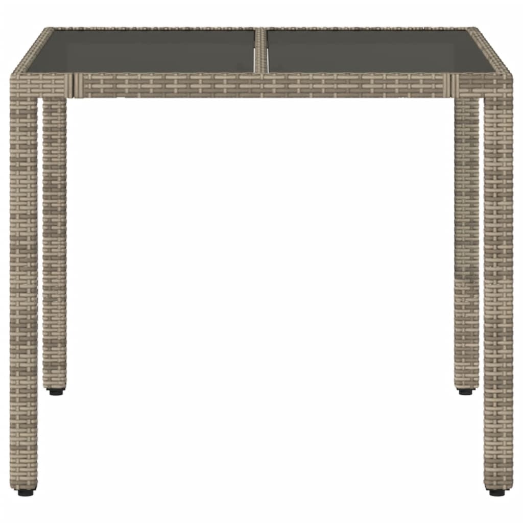 Table de jardin avec plateau en verre 190x90x75 cm poly rotin