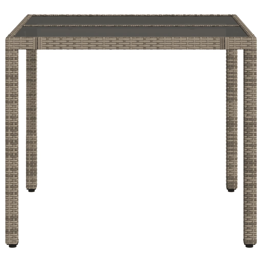 Table de jardin avec plateau en verre 190x90x75 cm poly rotin