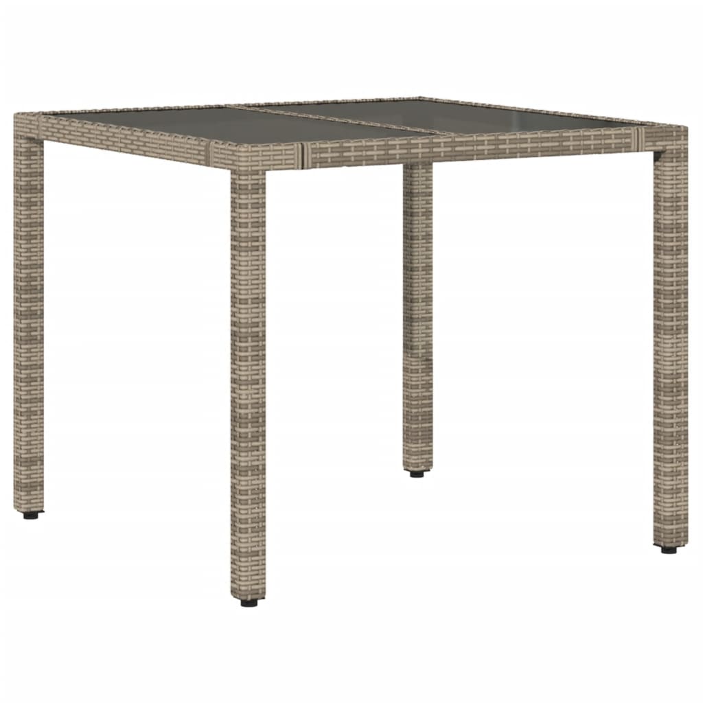 Table de jardin avec plateau en verre 190x90x75 cm poly rotin