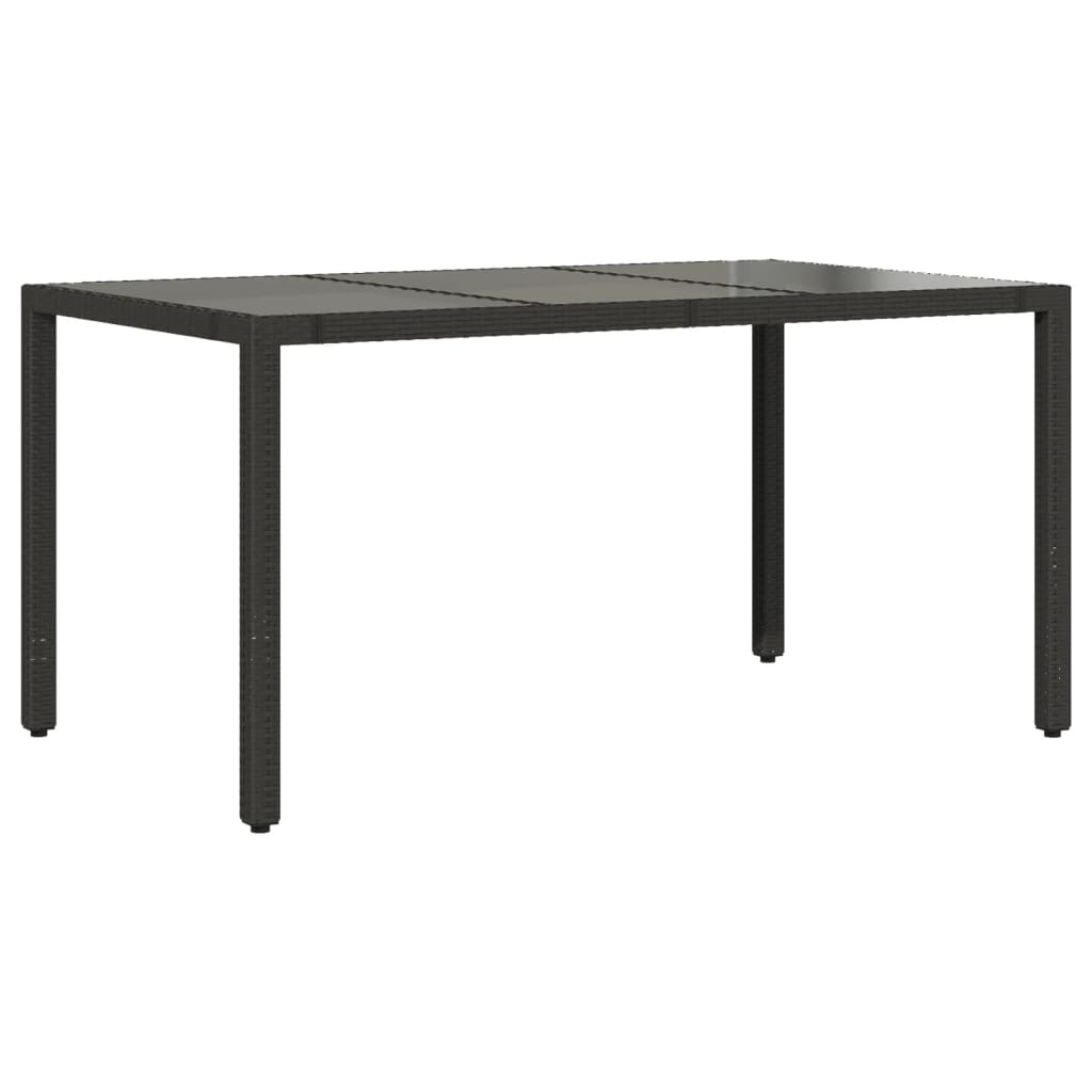 Table de jardin avec plateau en verre 190x90x75 cm poly rotin