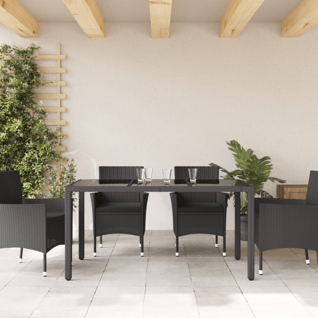 Tuintafel met glazen blad 190x90x75 cm poly rattan