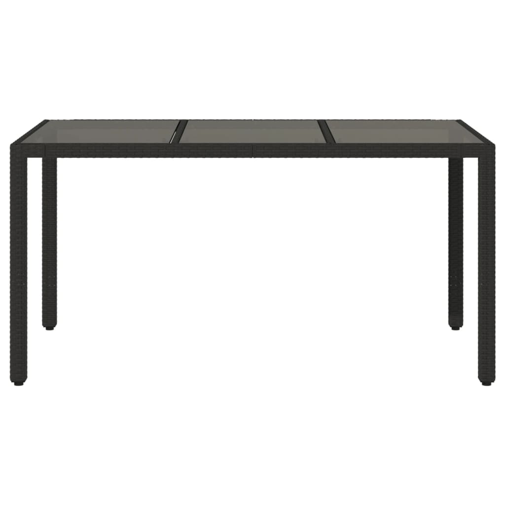 Table de jardin avec plateau en verre 190x90x75 cm poly rotin