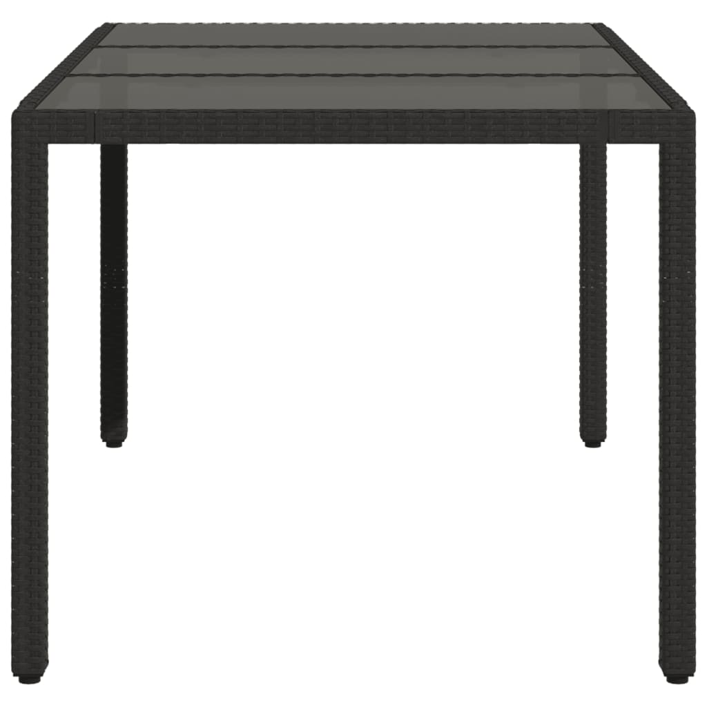 Table de jardin avec plateau en verre 190x90x75 cm poly rotin