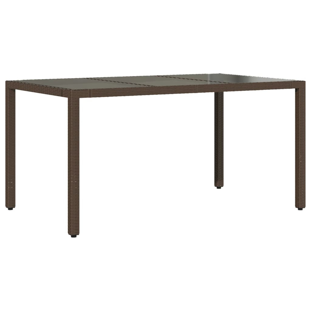 Table de jardin avec plateau en verre 190x90x75 cm poly rotin