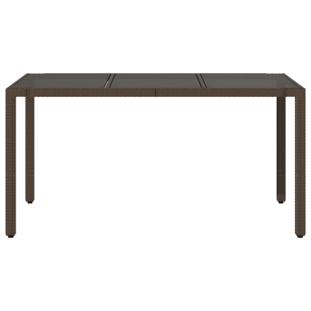 Table de jardin avec plateau en verre 190x90x75 cm poly rotin