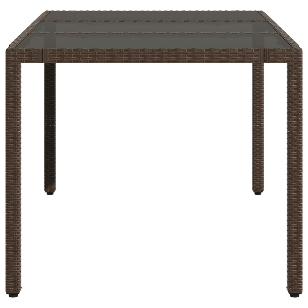 Table de jardin avec plateau en verre 190x90x75 cm poly rotin