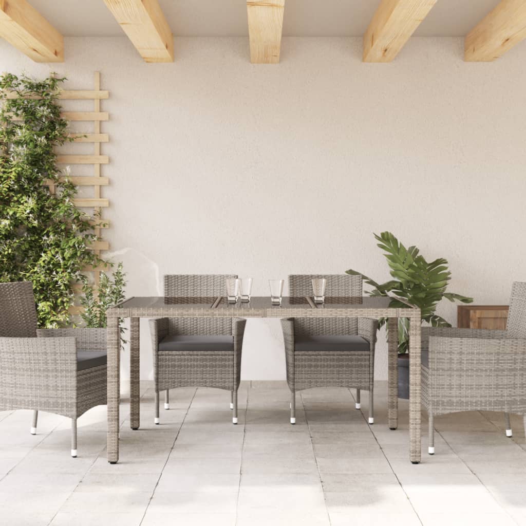 Tuintafel met glazen blad 190x90x75 cm poly rattan