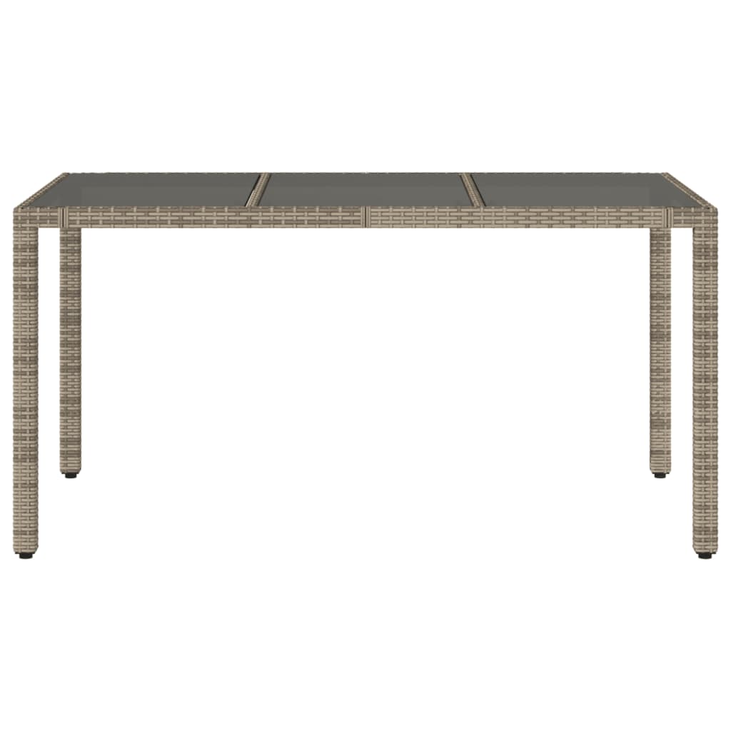 Table de jardin avec plateau en verre 190x90x75 cm poly rotin