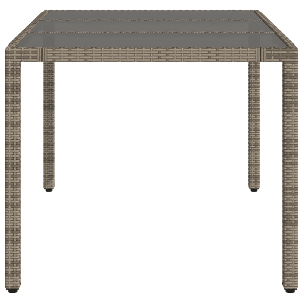 Tuintafel met glazen blad 190x90x75 cm poly rattan