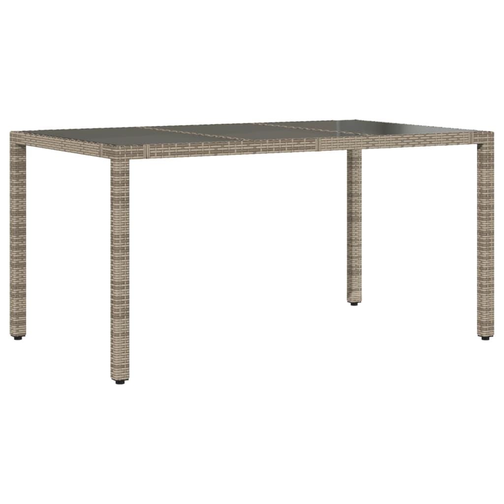 Table de jardin avec plateau en verre 190x90x75 cm poly rotin