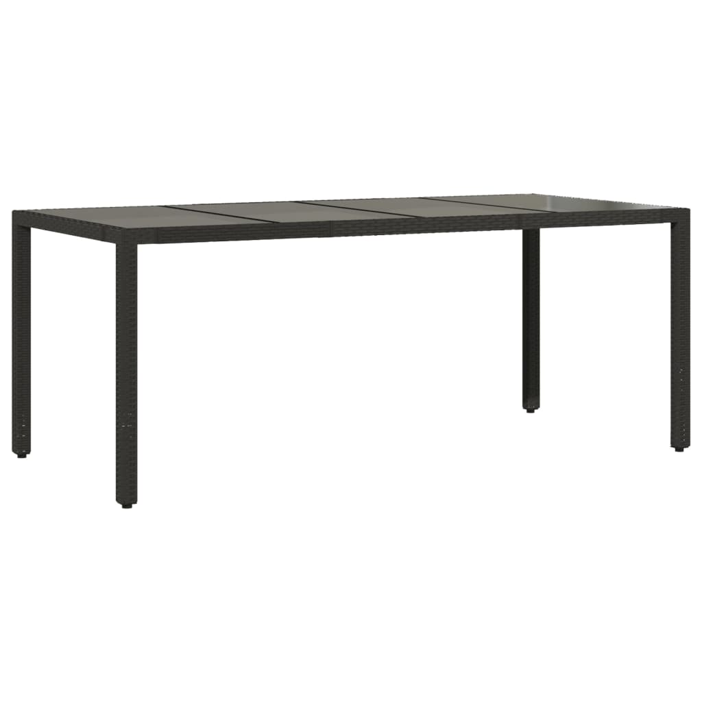 Table de jardin avec plateau en verre 190x90x75 cm poly rotin