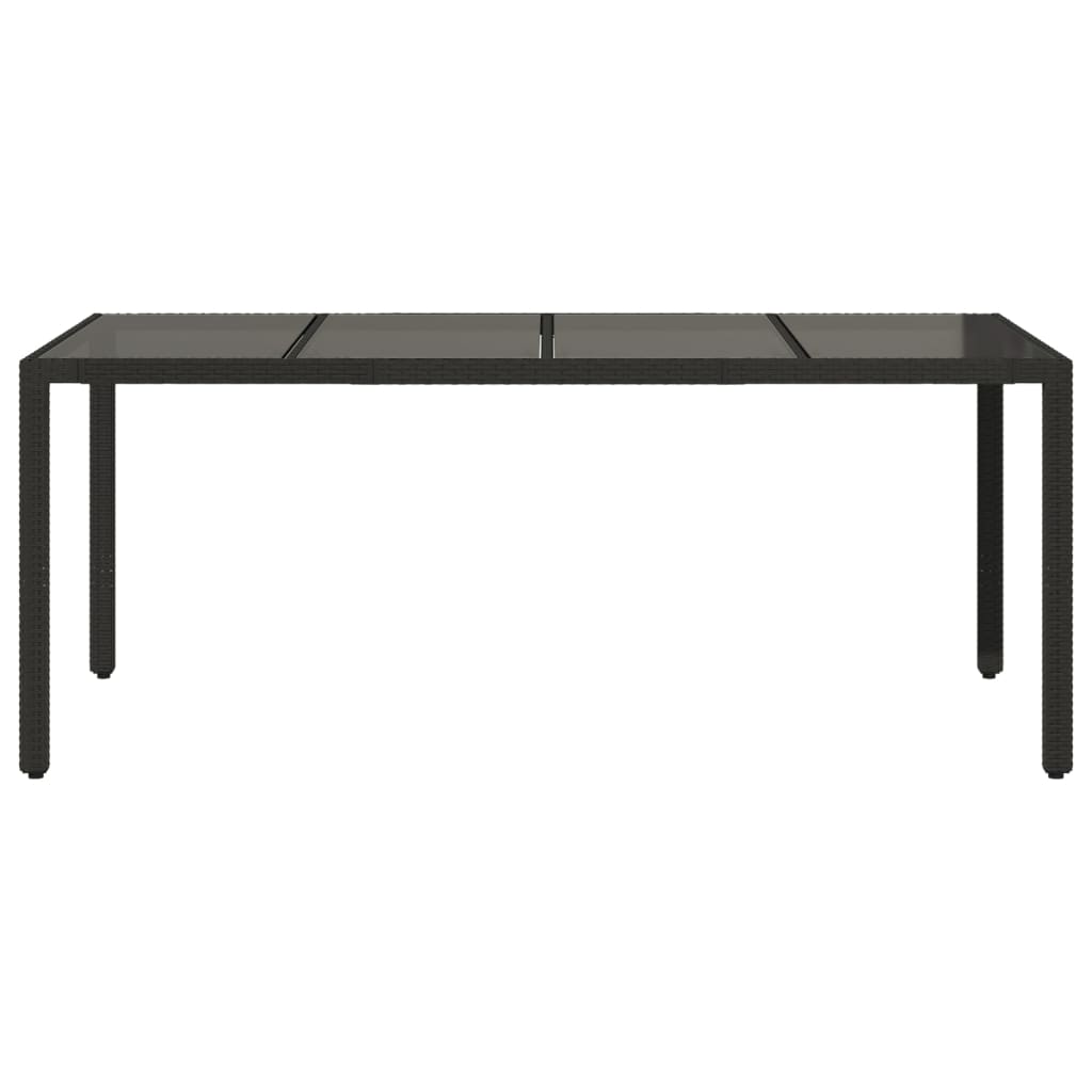 Table de jardin avec plateau en verre 190x90x75 cm poly rotin