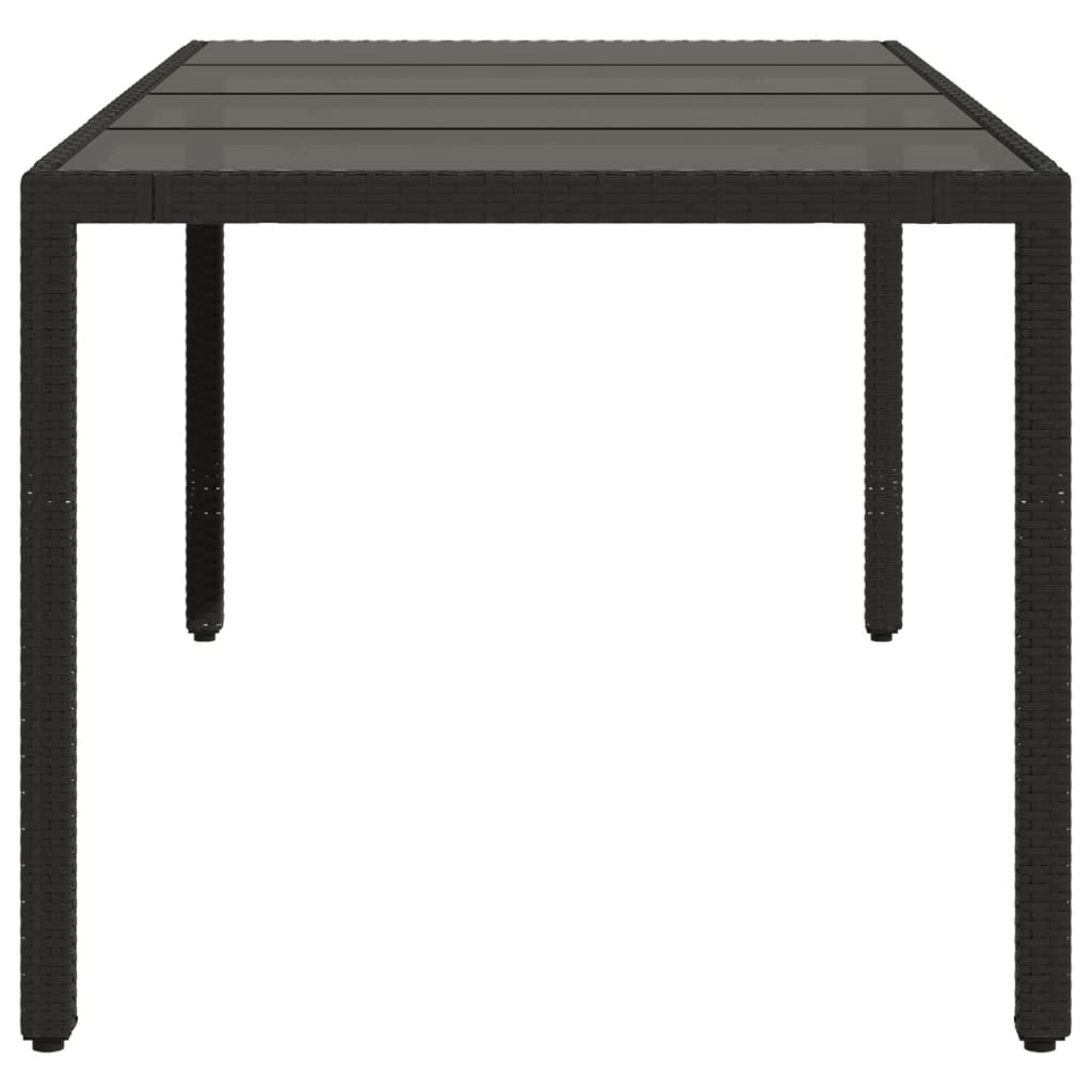 Table de jardin avec plateau en verre 190x90x75 cm poly rotin