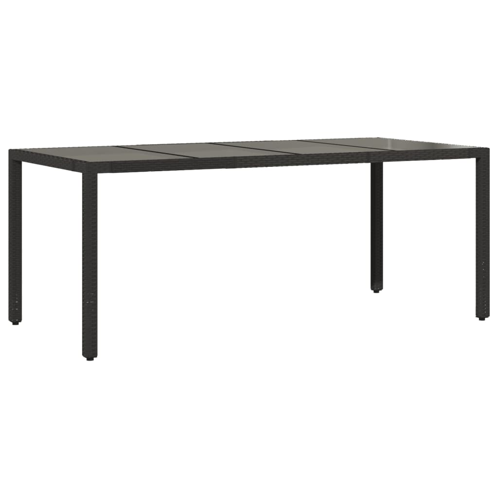 Table de jardin avec plateau en verre 190x90x75 cm poly rotin