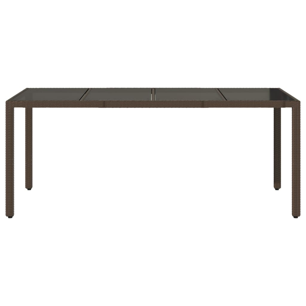 Table de jardin avec plateau en verre 190x90x75 cm poly rotin