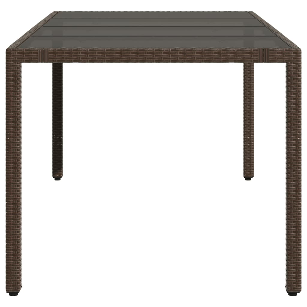 Table de jardin avec plateau en verre 190x90x75 cm poly rotin