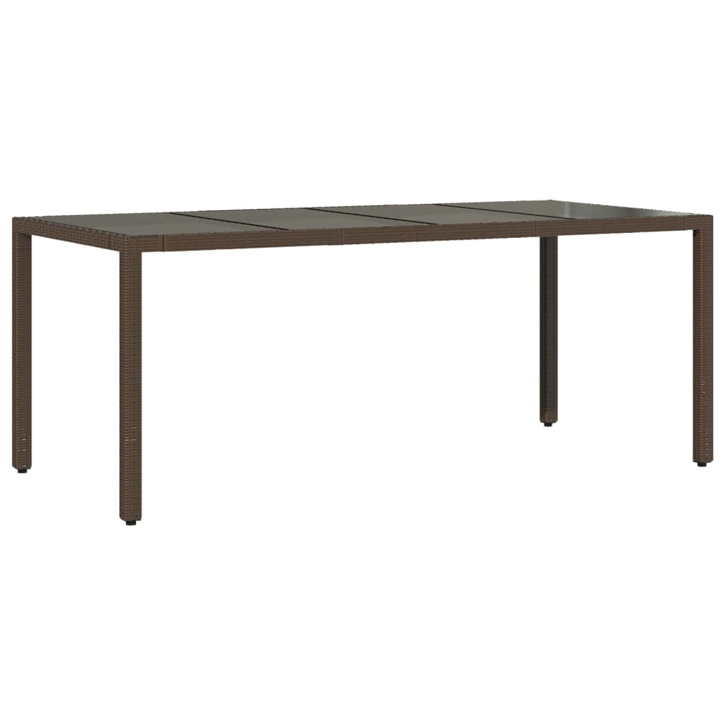 Table de jardin avec plateau en verre 190x90x75 cm poly rotin