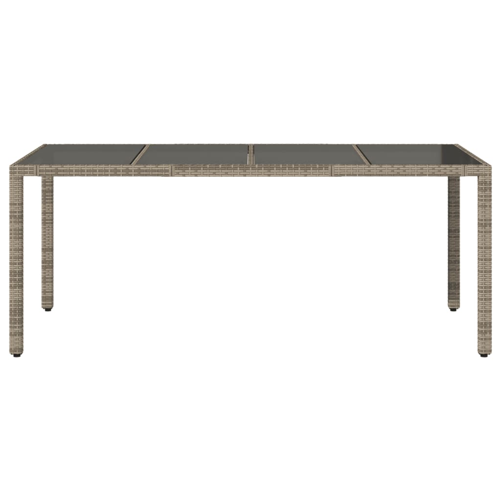 Table de jardin avec plateau en verre 190x90x75 cm poly rotin