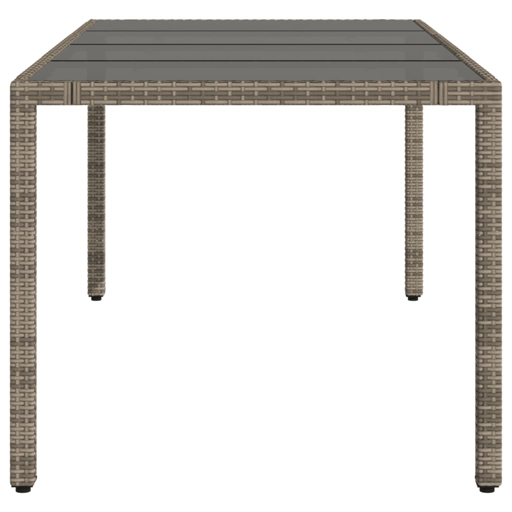 Table de jardin avec plateau en verre 190x90x75 cm poly rotin