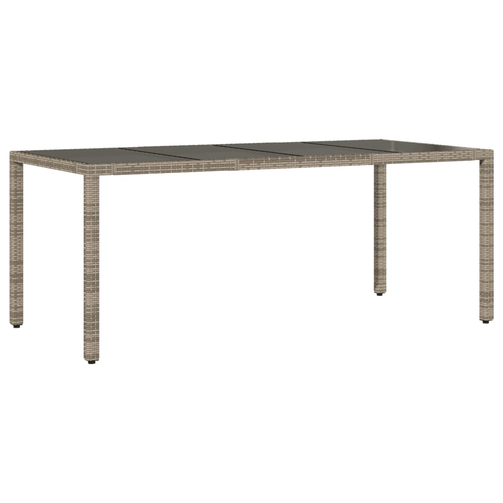 Table de jardin avec plateau en verre 190x90x75 cm poly rotin