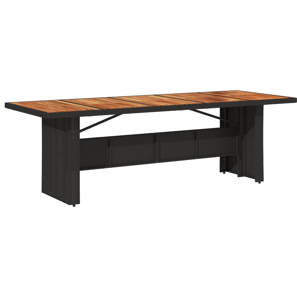 Table de jardin avec plateau en verre 240x90x75 cm poly rotin