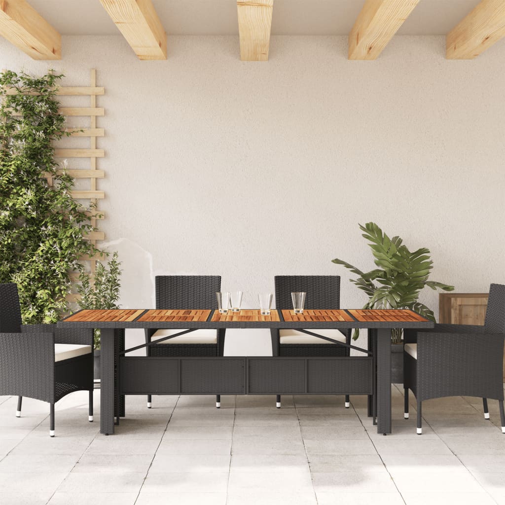 Tuintafel met glazen blad 240x90x75 cm poly rattan